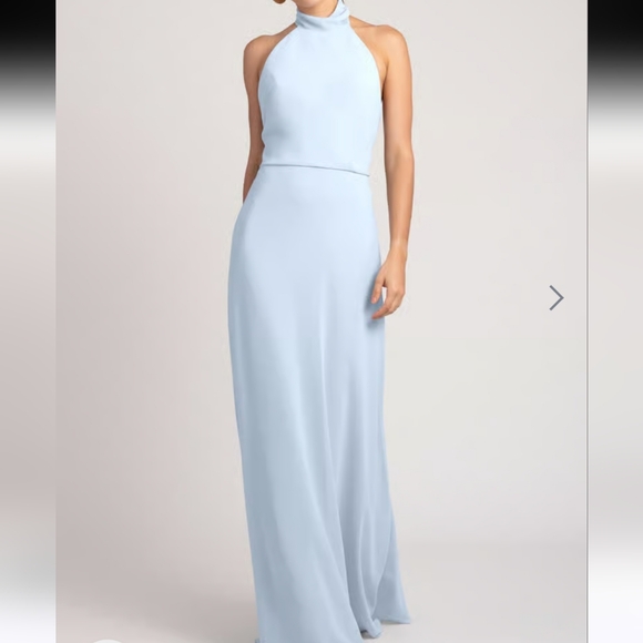 Jenny Yoo Brett A-Line Halter High Neck Chiffon Bridesmaid Formal Dress Size 22 - Picture 1 of 16